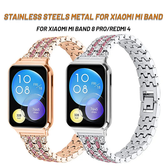 Stainless Steel Metal Band for Xiaomi 8 Pro | Mi8 Pro Smart Bracelet Diamond Strap | Zinc Alloy Strap for Redmi Watch 4