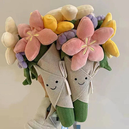 Cute Bouquet Plush Toy | Stuffed Lifelike Holding Flower Soft Doll | Wedding Bouquet Gift | Home Decoration Kids Toys