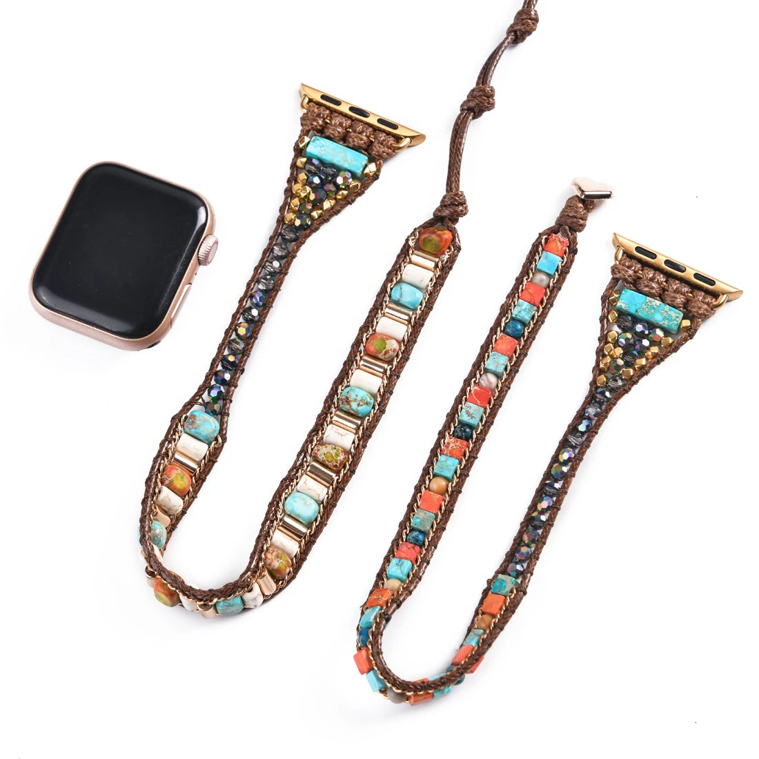 Boho Imperial Jasper Apple Smart Watch Band | Beads 3X Wrap Vegan Rope Wristwatch Strap | Armband Bracelet Women Jewelry Accessories