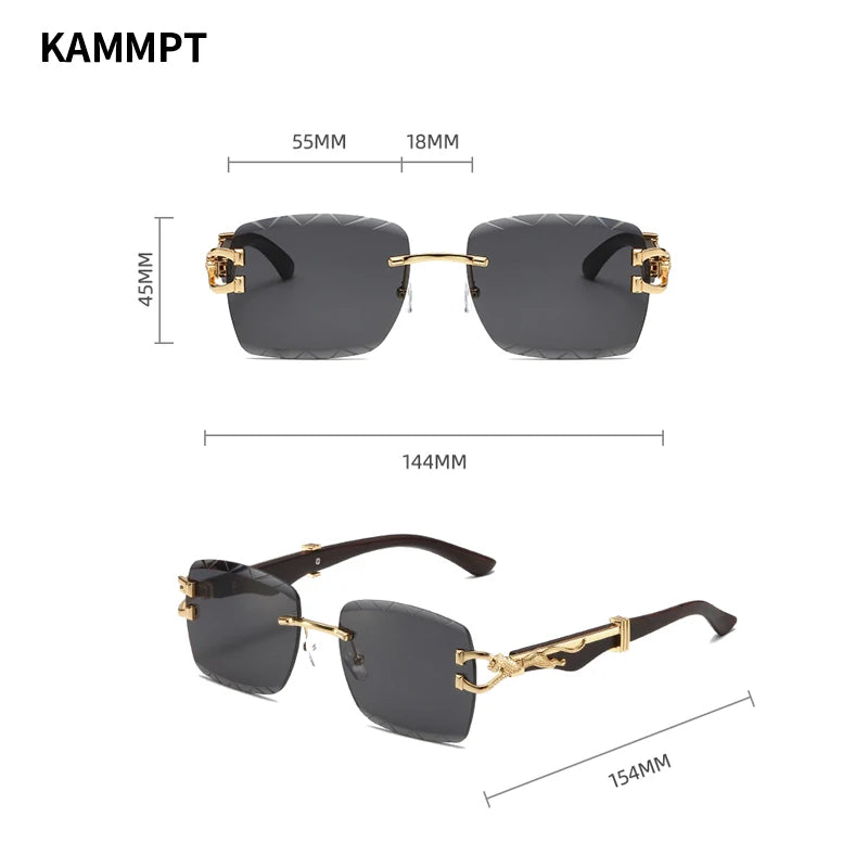 Rimless Vintage Sunglasses | New Arrival Square Gradient Ocean Lenses Women Shades | Luxury Brand Design Trendy Eyewear