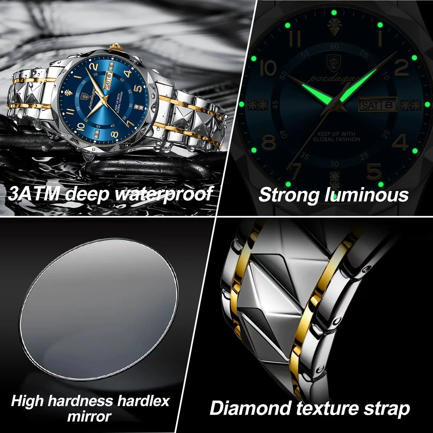 Luxury Men Quartz Watch | Waterproof Date Week Luminous Wristwatch | Stainless Steel Men's Watches | Male Clock Sports Reloj