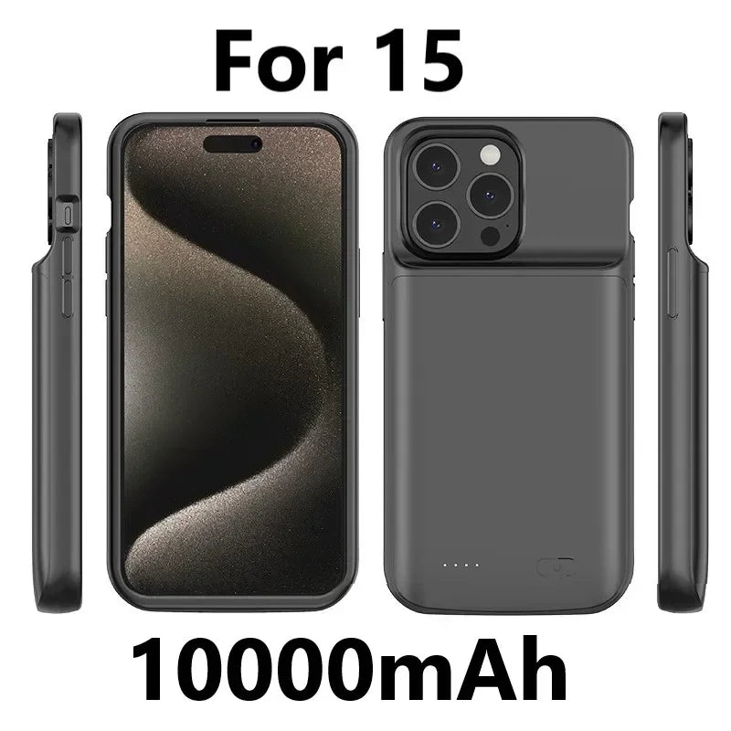 10000mAh Battery Charger Case for iPhone 14 Plus/15 Pro/12 Pro Max/11 Pro/X/XS/XR/XS Max/6/6S/7/8 Plus | High-Capacity Power Bank Case