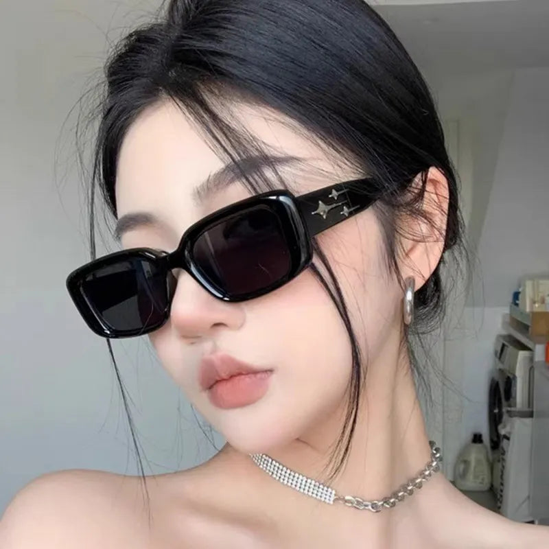 Fashion Y2K Sunglasses Punk Stars Gradient Small Square Eyewear | Luxury Brand Designer Shades UV400 Sun Glasses for Men, Women, and Girls