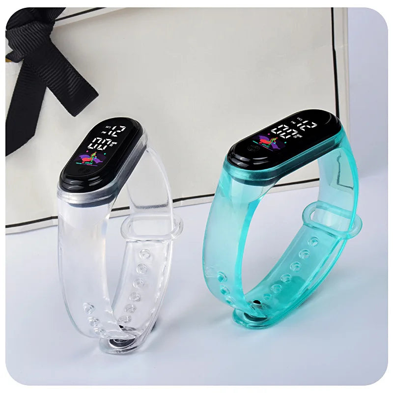 Candy Color Transparent Kids Watches for Boys and Girls | Sports Silicone LED Digital Watch | Fashion Bracelet Birthday Gift