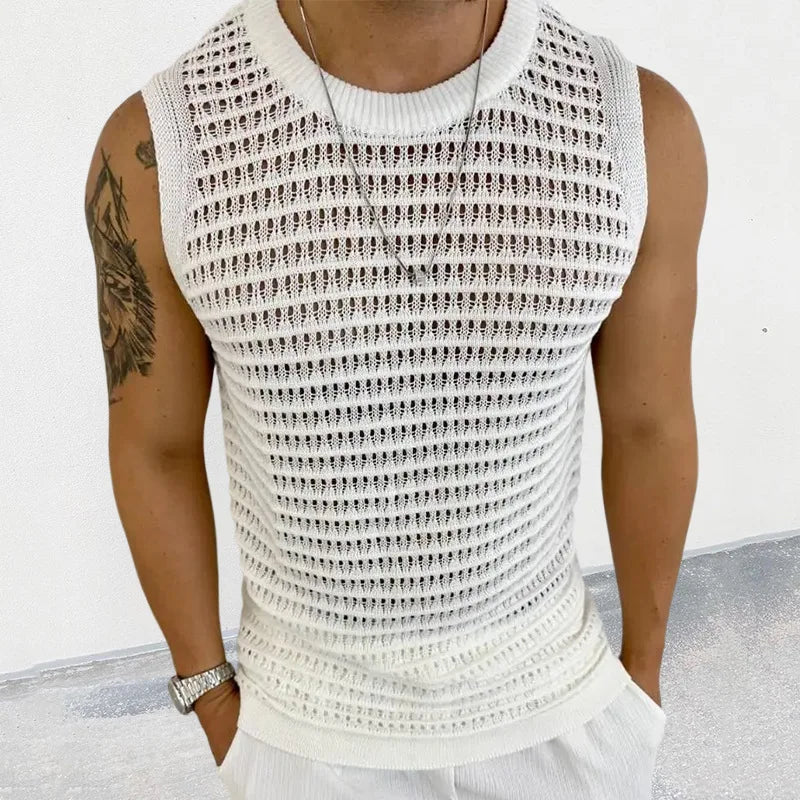 New Men's Sweater Vest | Solid Color Slim Sleeveless Knit T-Shirts | Streetwear Fashion Male Tops