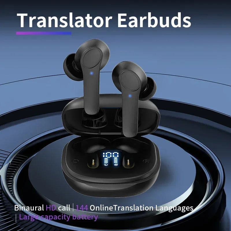 Translation Headphones | Real-Time Bluetooth Earbuds Translator for 144 Languages | Simultaneous Business Interpretation Earphones