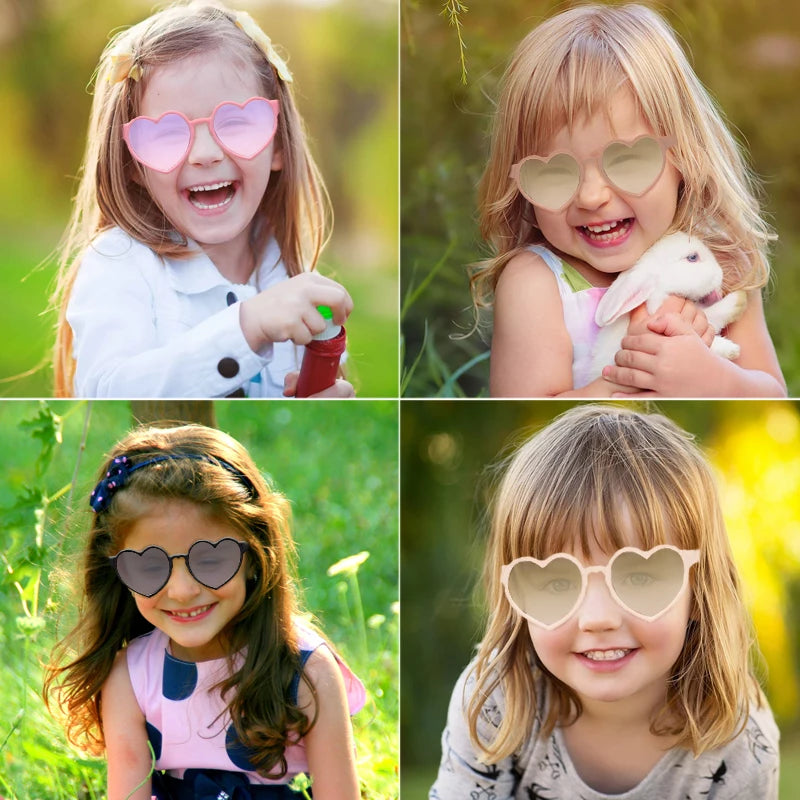 Cute Solid Color Heart Shape Baby Girls Sunglasses | Lovely UV400 Kids Glasses for Outdoor Sun Protection