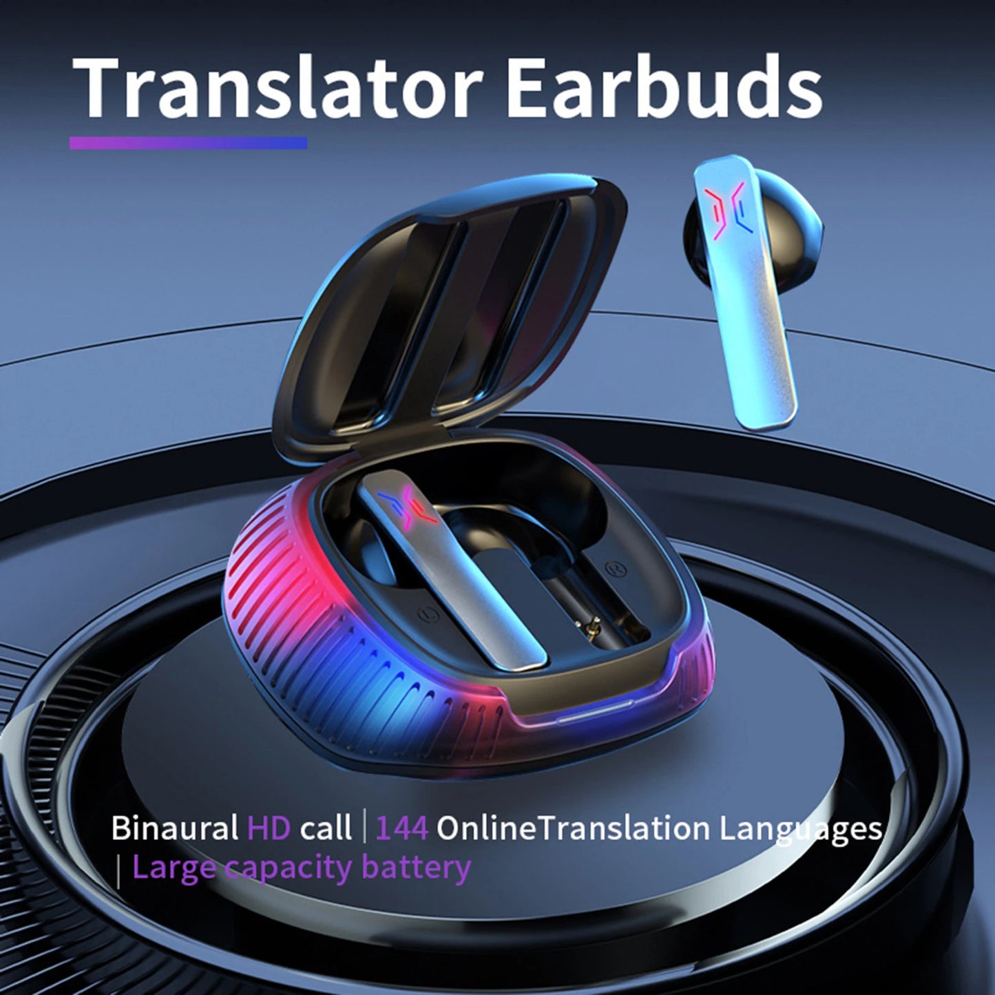 Portable Translation Headset | 144 Languages Real-Time Translator Earbuds | Smart Device for Travel & Business