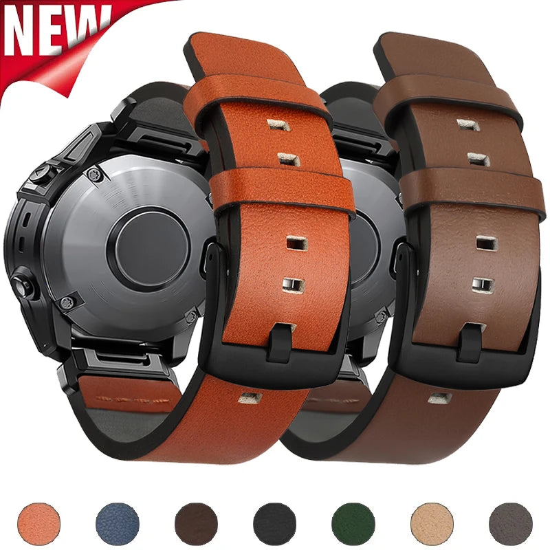 Leather Strap for Garmin Fenix 6X 6 Pro 7X 7 | 26mm 22mm Quick Fit Watch Band Wristband | Forerunner 935 945 955 Smartwatch Bracelet | Alo Trendy