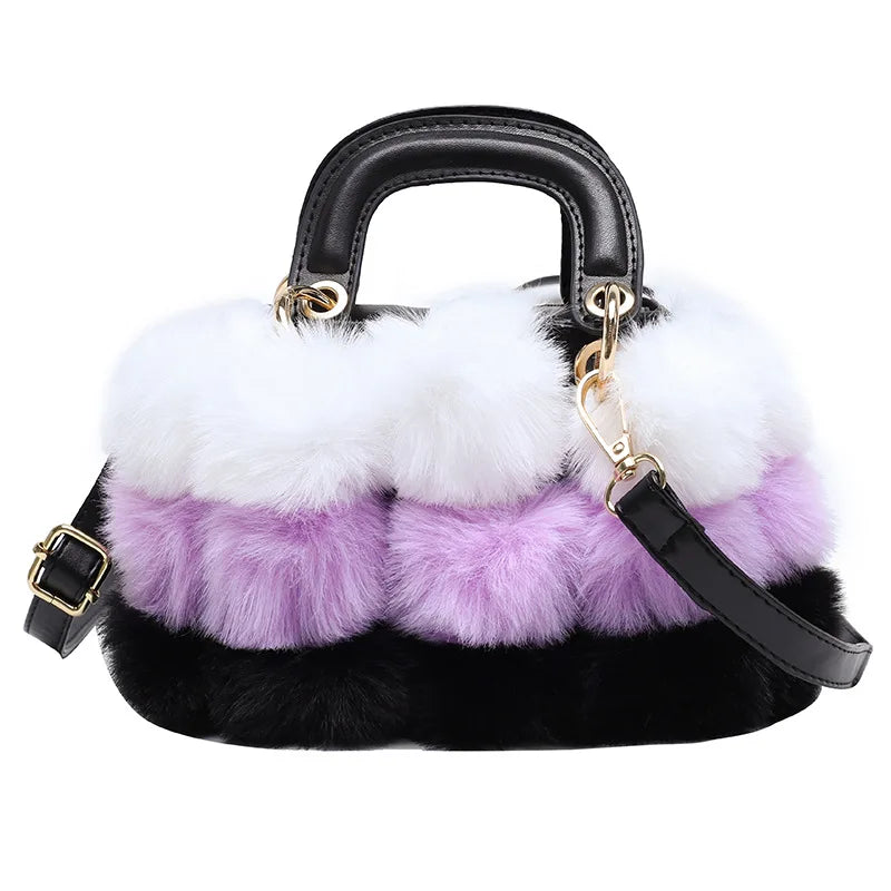 Winter Handbag Women Luxury Faux Fur Hand Bags Soft Plush Bags For Women 2024 Crossbody Totes Ladys Luxury Clutches Purse