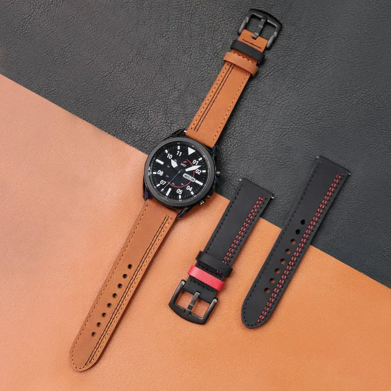 20mm 22mm Leather Strap for Samsung Galaxy Watch 4 6 Classic 3 5 Pro Active 2 Belt Retro Loop Bracelet Huawei GT 3-2-2e-GT2 Band | Stylish Accessory