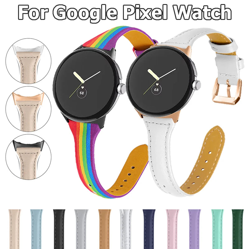 Slim & Thin Leather Band for Google Pixel Watch 2 | Strap Smartwatch No Gaps Bracelet for Google Pixel Watch | Replacement Watchband | Alo Trendy