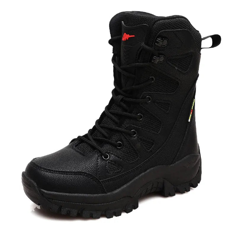 New Men’s High-Top Winter Boots | Waterproof Snow Boots with Warm Plush Lining | Lace-Up Anti-Slip Army Work Ankle Boots