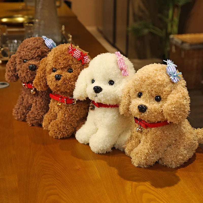 New Lovely Curly Hair Teddy Dog Plush Toys | Wears Collar Head Flower | Teddy Dolls Stuffed Soft Toy | Perfect Kids Birthday Gifts