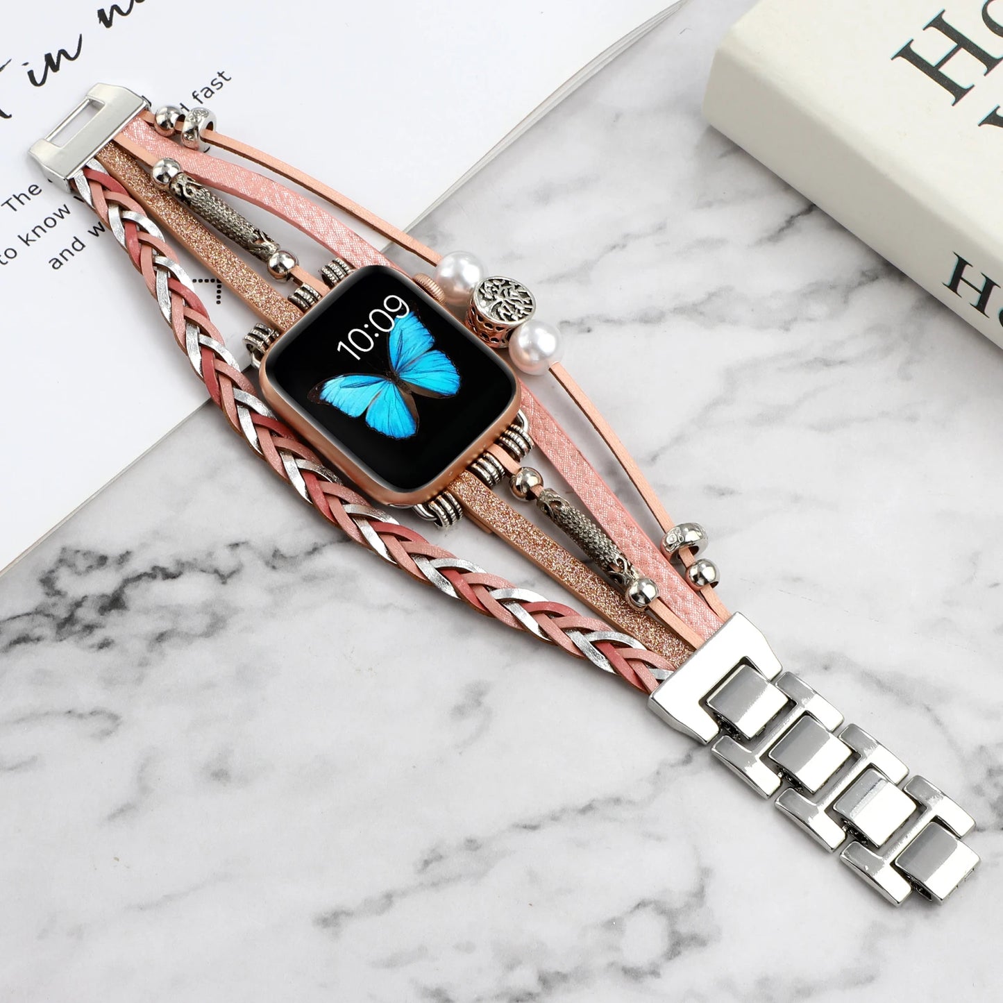 Metal Strap for Apple Watch Band Series 8, 7, 6, SE, 5, 4, Ultra | Women's Jewelry Bracelet Chain | Available for 49mm, 45mm, 44mm, 41mm, 40mm, 38mm