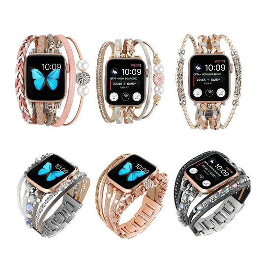 Metal Strap for Apple Watch Band Series 8, 7, 6, SE, 5, 4, Ultra | Women's Jewelry Bracelet Chain | Available for 49mm, 45mm, 44mm, 41mm, 40mm, 38mm