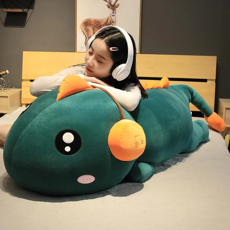 1pc 80-140CM Creative Huge Dinosaur With Headset Plush Toys | Stuffed Soft Animal Pillow for Women and Girls | Perfect Sleeping Birthday Gift | Alo Trendy