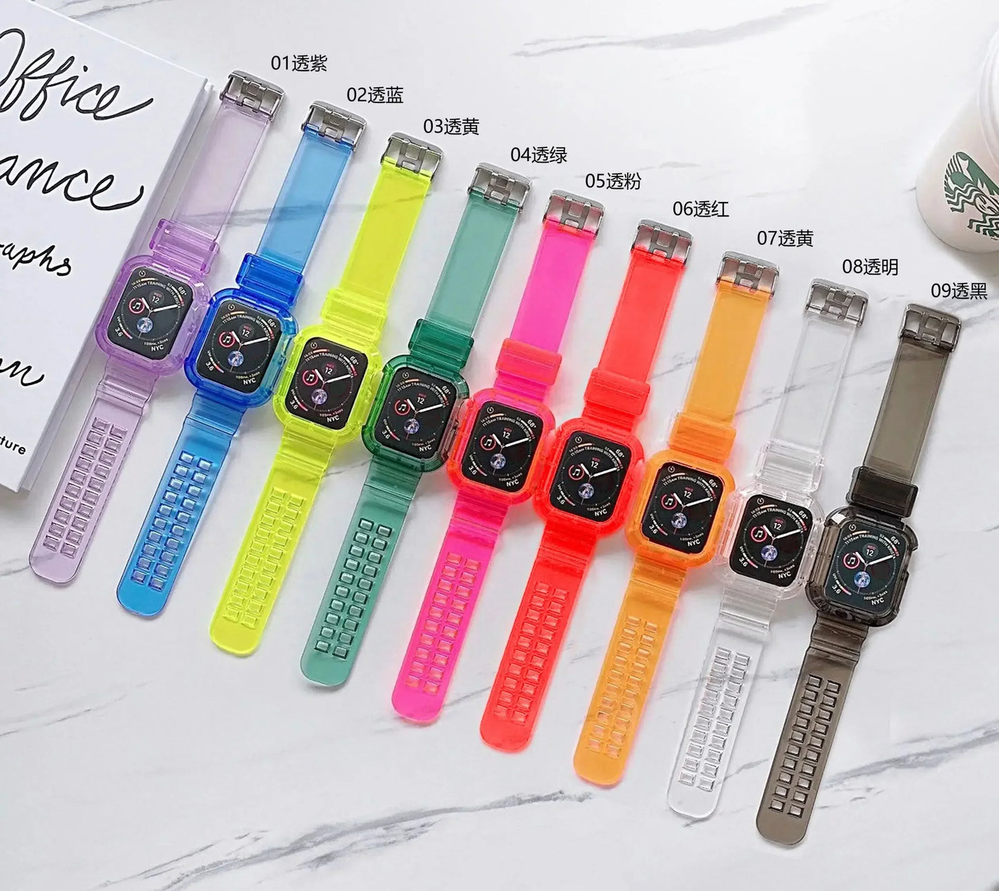 Clear Band + Case for Apple Watch Series 9, 8, 7, 6, SE, 5 | 49mm, 45mm, 44mm, 42mm, 41mm | Transparent Plastic Strap for iWatch 3, 38mm, 40mm | Alo Trendy