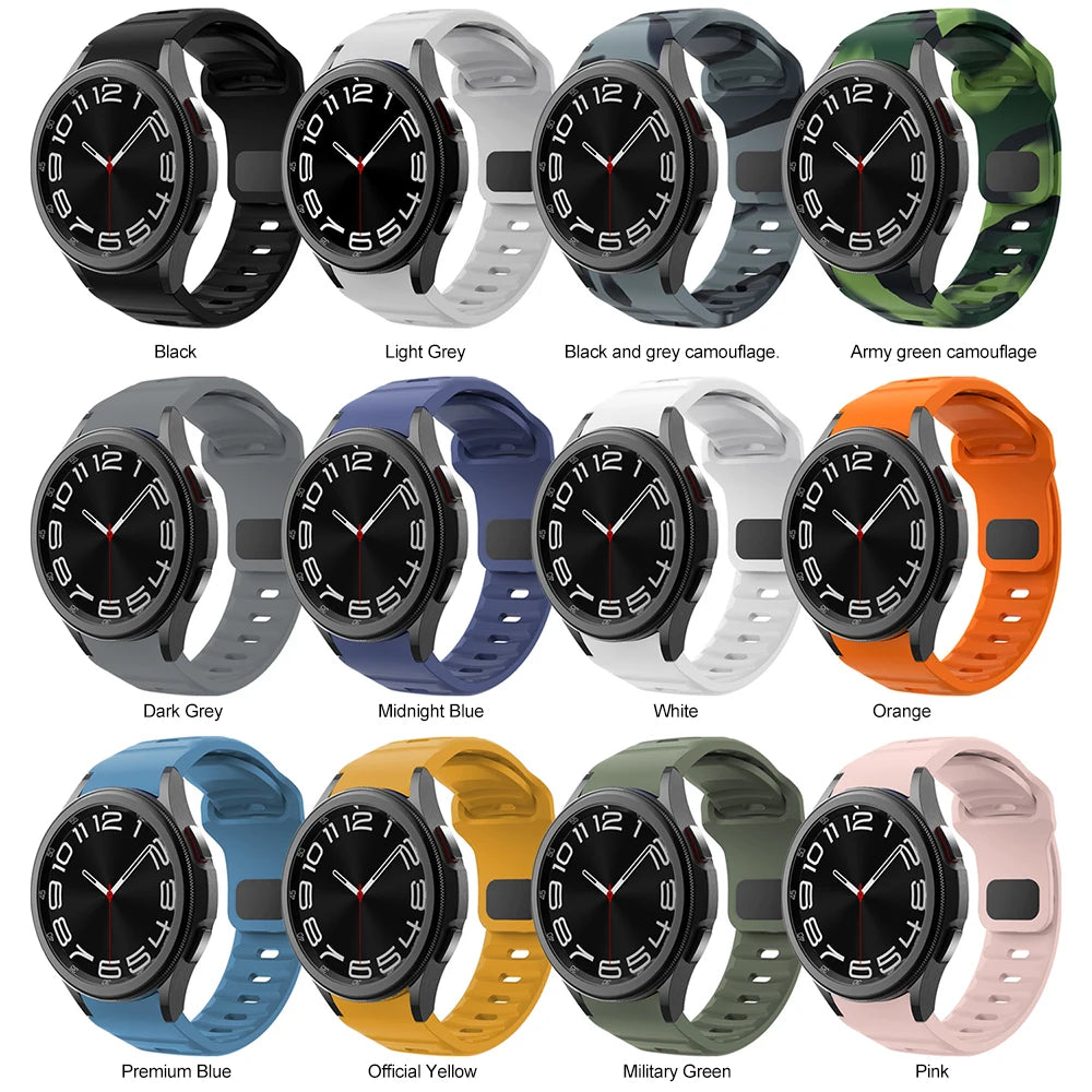 Soft Silicone Band for Samsung Galaxy Watch | 6/5/4 (40mm, 44mm) | 5 Pro (45mm) | No Gaps Strap for Galaxy Watch 6/4 Classic (43mm, 47mm, 42mm, 46mm) | Alo Trendy