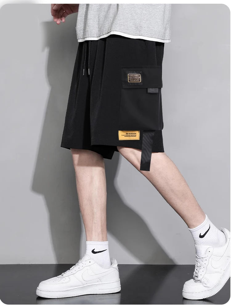 Overalls Shorts Men's Summer Trend | Big Shorts Five Pants with Fashion Brand | Thin Style Casual Straight Breeches