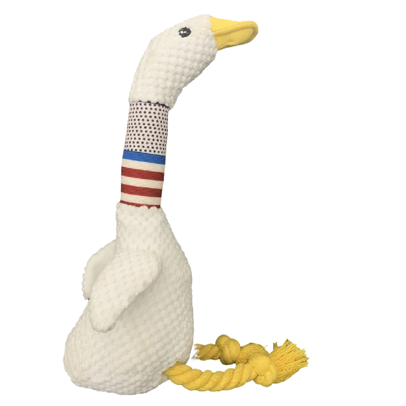 New Pet Dog Plush Sound Toy | White Geese Coarse Grain Velvet | Bite Resistant Long Necked Duck Toy | Interactive Dog Supplies