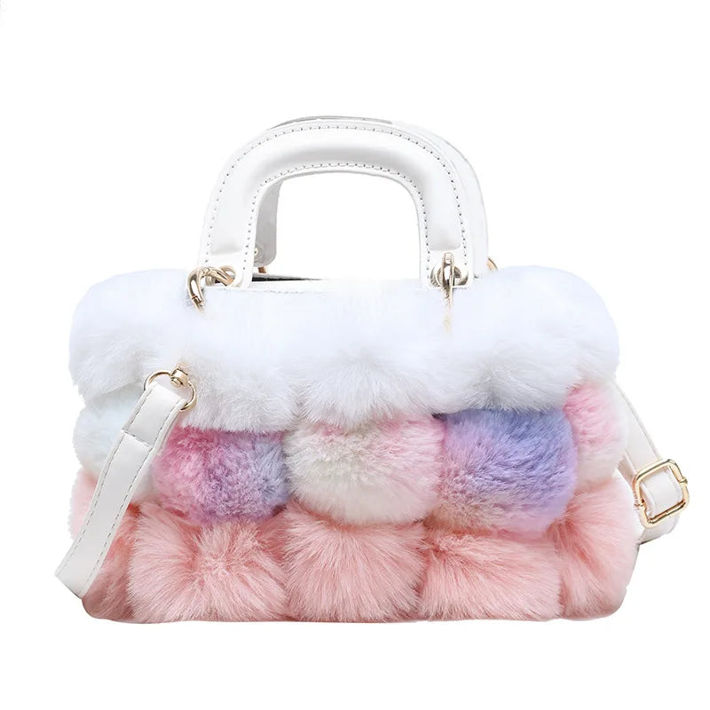 Winter Handbag Women Luxury Faux Fur Hand Bags Soft Plush Bags For Women 2024 Crossbody Totes Ladys Luxury Clutches Purse