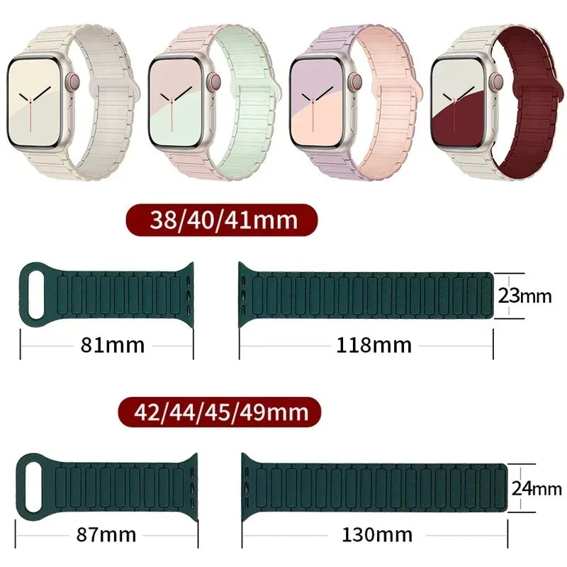 Magnetic Loop for Apple Watch Bands | 44mm 40mm 49mm 45mm 41mm 38mm | Silicone Bracelet iWatch Series 9 8 7 6 5 4 3 SE Ultra 2 Strap | Alo Trendy