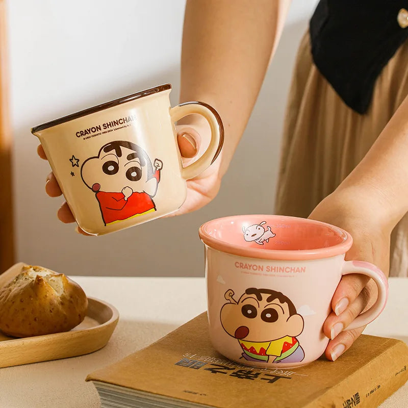 340ml Kawaii Crayon Shin-Chan Ceramic Cup Cartoon Student Breakfast Oatmeal Milk Mug Cute Water Drink Cups Toys Girls Gifts | Alo Trendy