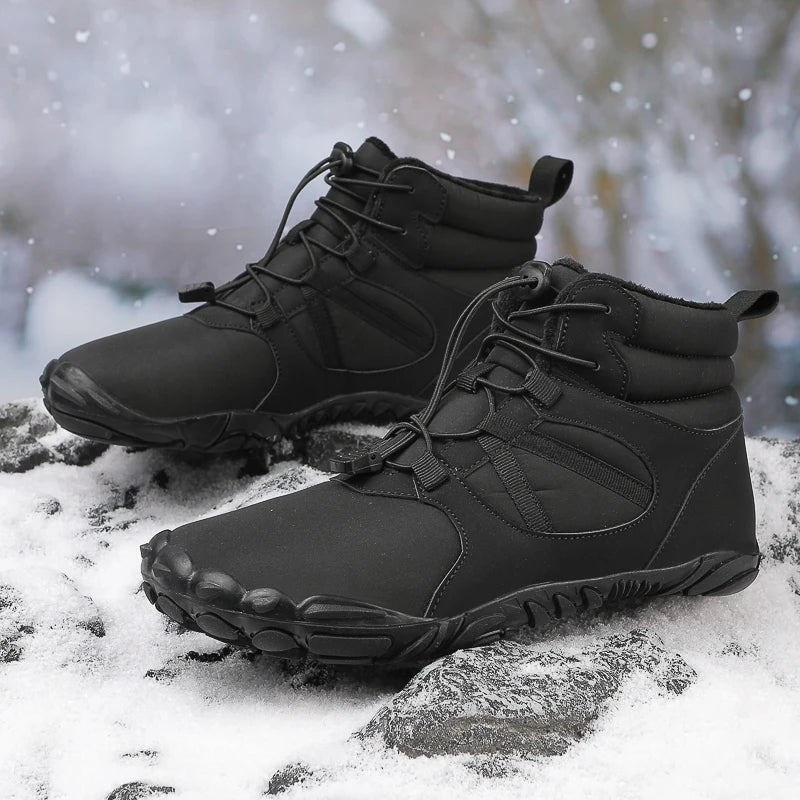 Men’s Winter Snow Boots | Non-Slip Casual Barefoot Running Sneakers with Warm Fur & Waterproof High Top Design