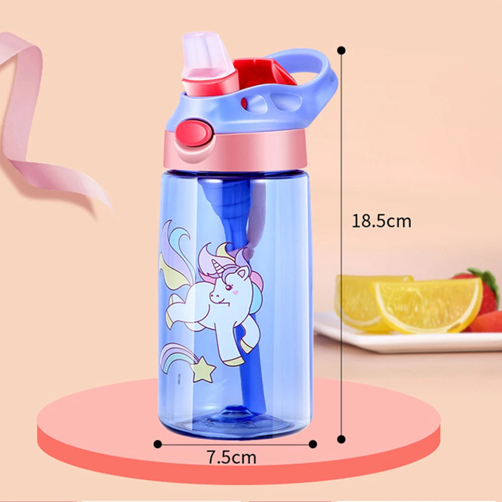 480ml Kids Water Sippy Cup | Kawaii Portable Water Bottle With Straw and Handle | Leakproof Drinking Bottle | Children Cup Drinkware | Alo Trendy