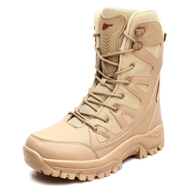 New Men’s High-Top Winter Boots | Waterproof Snow Boots with Warm Plush Lining | Lace-Up Anti-Slip Army Work Ankle Boots