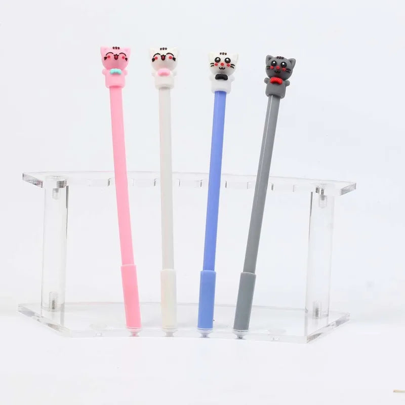 4 Piece Cartoon Kawaii School Supply Office Stationery Gel Pen Handles | Creative Cute Gift Meng Cat Lovely | Alo Trendy