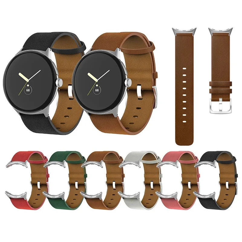 Genuine Leather Strap for Google Pixel Watch 2 | No Gaps Band Accessories | Vintage Bracelet Strap with Stainless Steel Buckle | Watchband