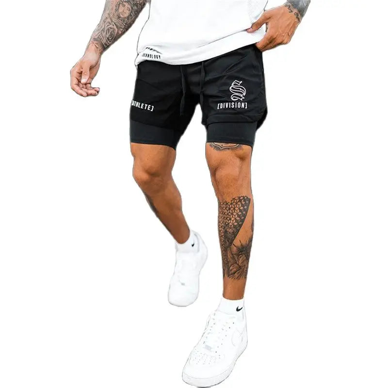 Men's New Casual Gym Workout Shorts | Breathable 2 in 1 Double-layer Quick-drying Beach Joggers Shorts | Ideal for Exercise, Running, and Swimming