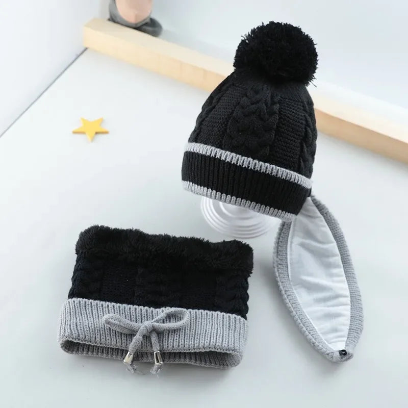 Winter Hat Scarf Set for Children Warm Beanies Outdoor Snow Riding Ski Bonnet Windproof Caps Wool Cap Face Mask