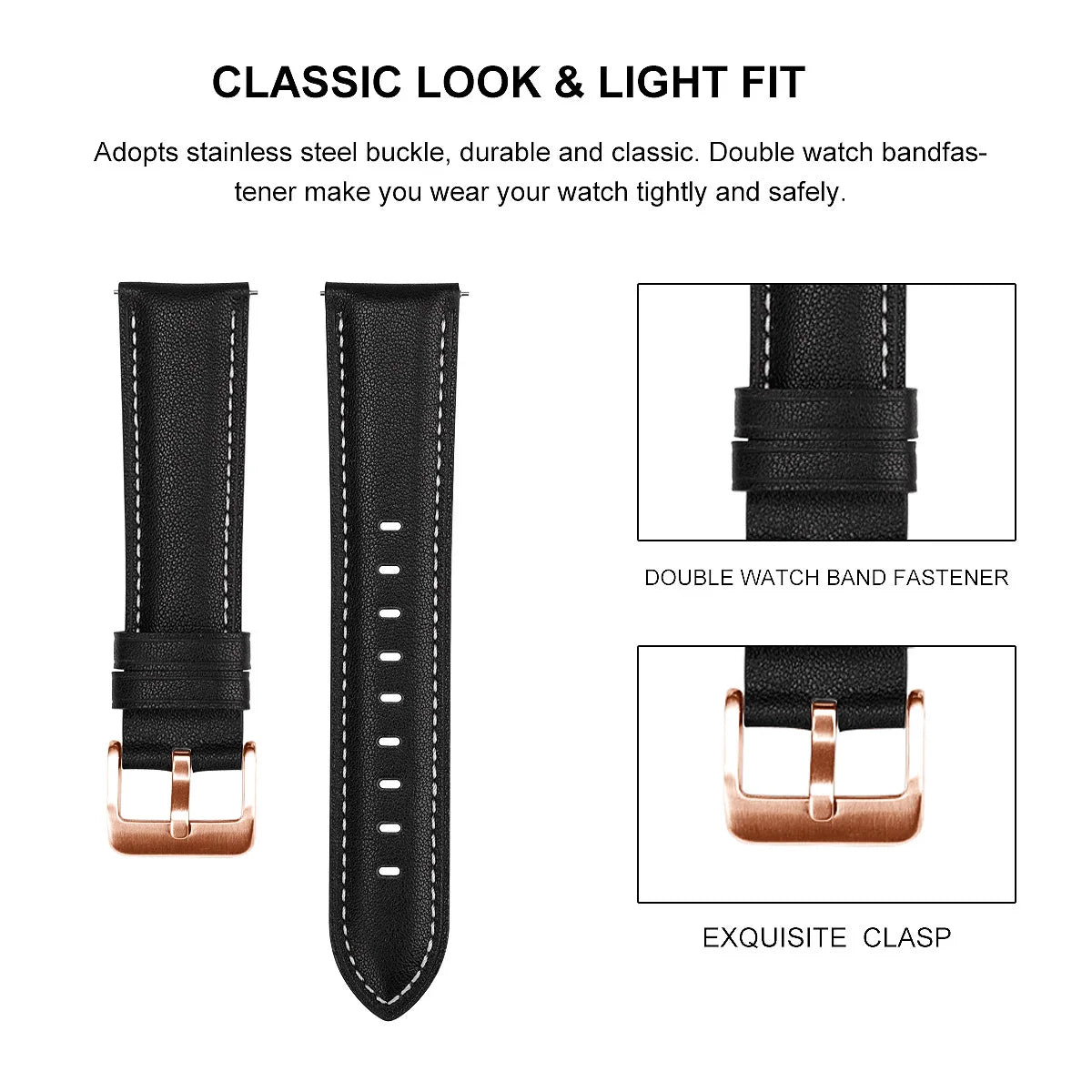 20mm Leather Watch Band For Huawei Watch GT 3/2 GT2 42mm GT3 Pro 43mm Strap | Women's Honor Magic 2 ES Smartwatch Wristband Bracelet | Premium Quality and Stylish Design