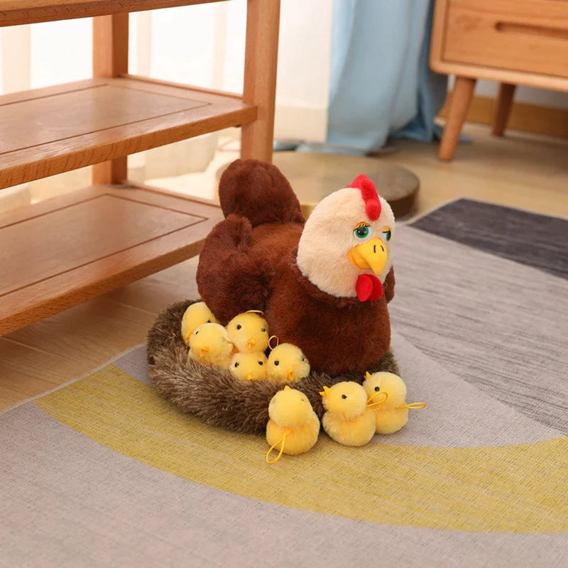 Swan/Chick Family Plush Toy | Lifelike Mother Swan/Chicken with Baby Chicks | Soft Stuffed Animal Dolls with Nest | Perfect Comforting Gift for Kids