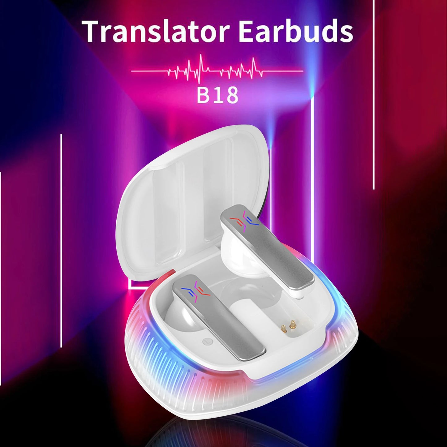 Portable Translation Headset | 144 Languages Real-Time Translator Earbuds | Smart Device for Travel & Business