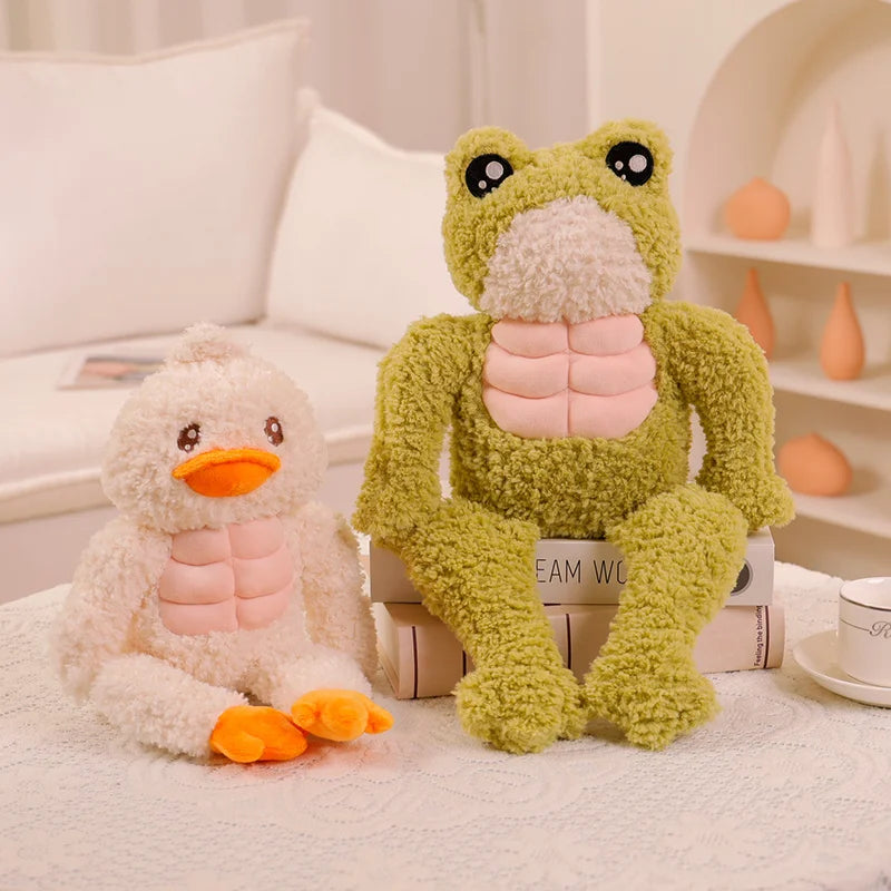 Muscle Fitness Frog Fitness Plush Toy | Soft Big Abs Chest Muscle Duck Frog Throw Pillow Gift For Boys | 35/45cm | Alo Trendy