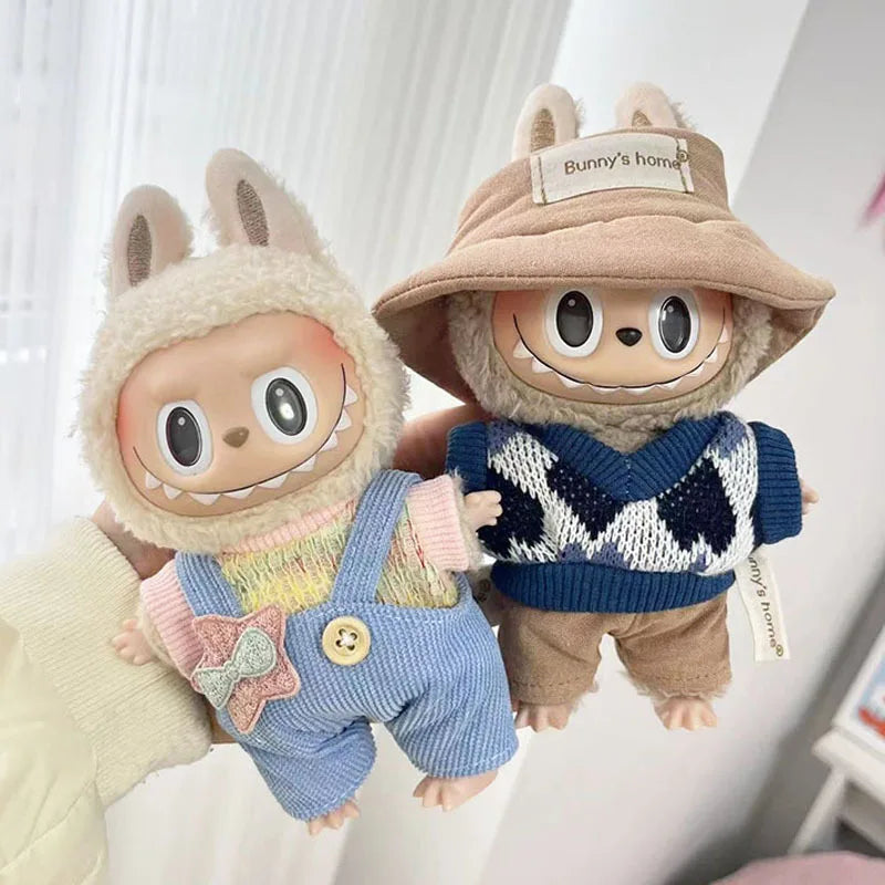 17cm Cute Mini Plush Doll's Clothes | DIY Sweater Hoodie Outfit Accessories for Korea Kpop Exo Labubu Idol Dolls | Kid Gift