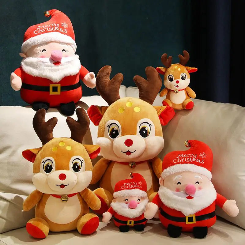 22CM Lovely Santa Claus & Elk Plush Toys | High-Quality Stuffed Animal Dolls | Christmas Gifts for Children & Home Decoration