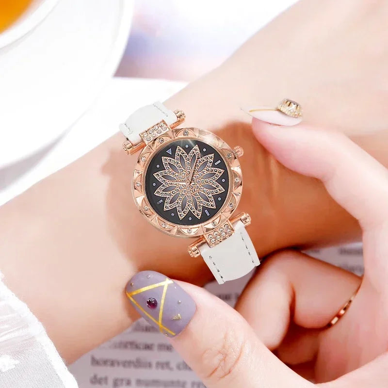 New 5pcs Set Watches Women Leather Band Ladies Watch | Simple Casual Women Analog WristWatch Bracelet Gift Montre Femme (No Box)