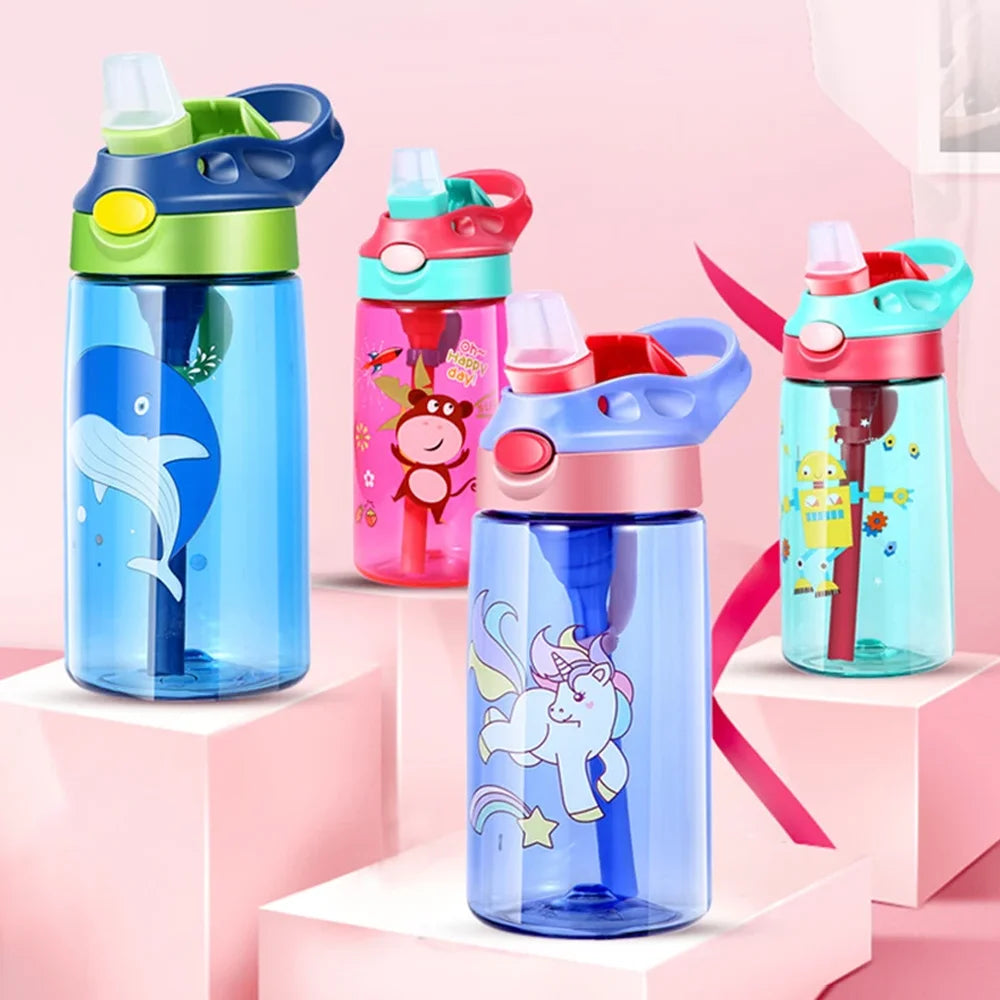 480ml Kids Water Sippy Cup | Kawaii Portable Water Bottle With Straw and Handle | Leakproof Drinking Bottle | Children Cup Drinkware | Alo Trendy