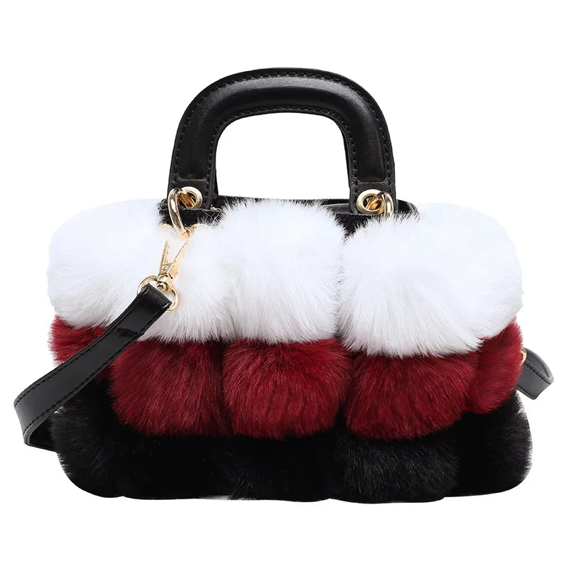 Winter Handbag Women Luxury Faux Fur Hand Bags Soft Plush Bags For Women 2024 Crossbody Totes Ladys Luxury Clutches Purse