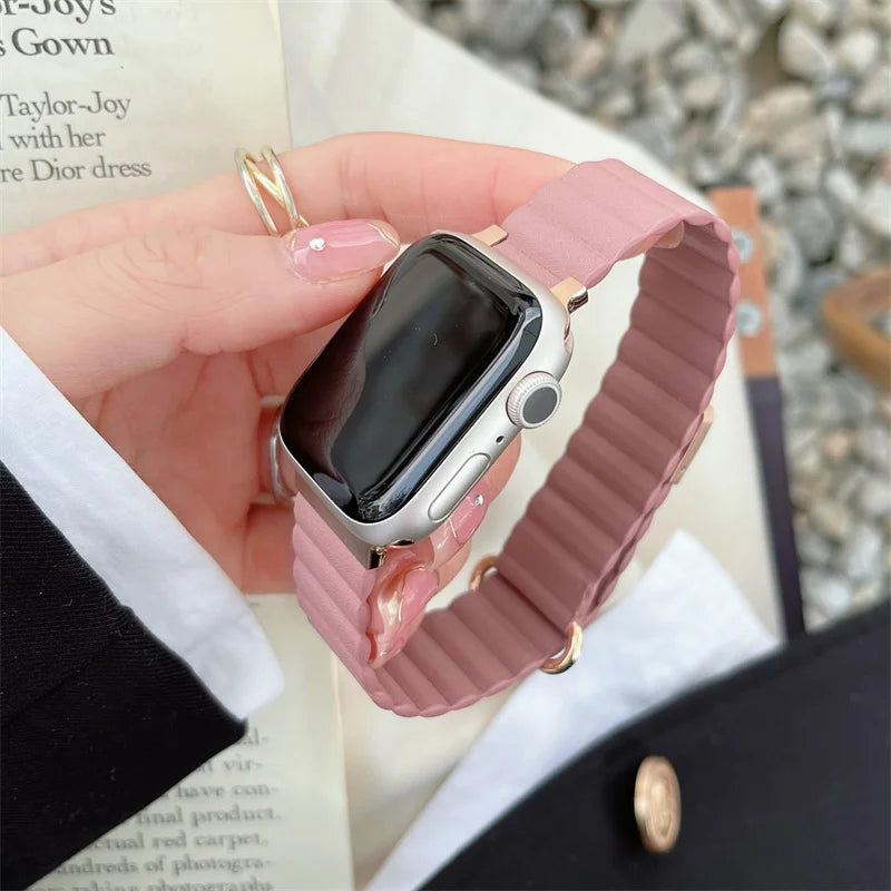 New Pink Leather Strap For iWatch Series | Luxury Correa Watchband for Apple Watch 38mm 40mm 42mm 44mm 41mm 45mm Ultra 8 7 SE 6 5 4