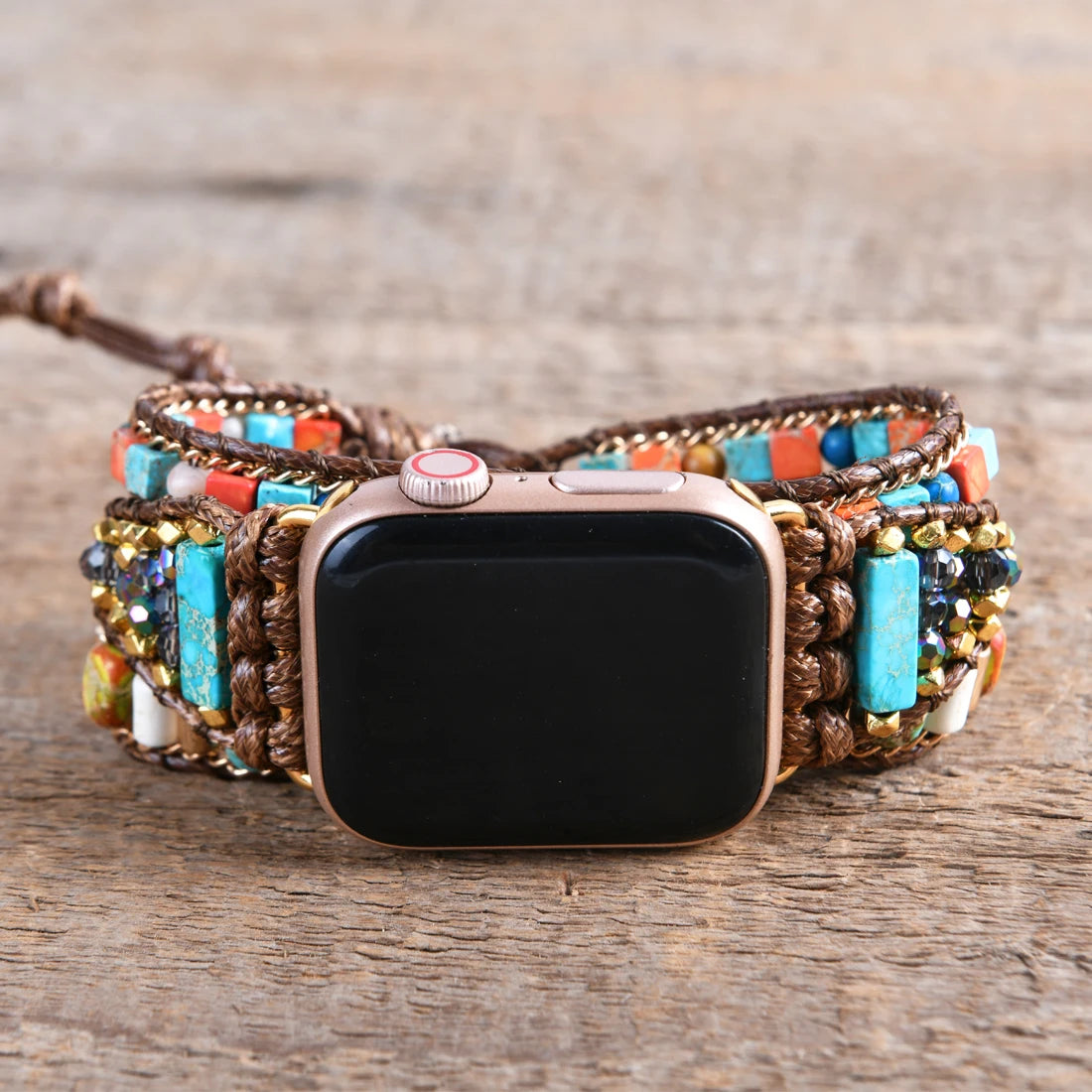 Boho Imperial Jasper Apple Smart Watch Band | Beads 3X Wrap Vegan Rope Wristwatch Strap | Armband Bracelet Women Jewelry Accessories