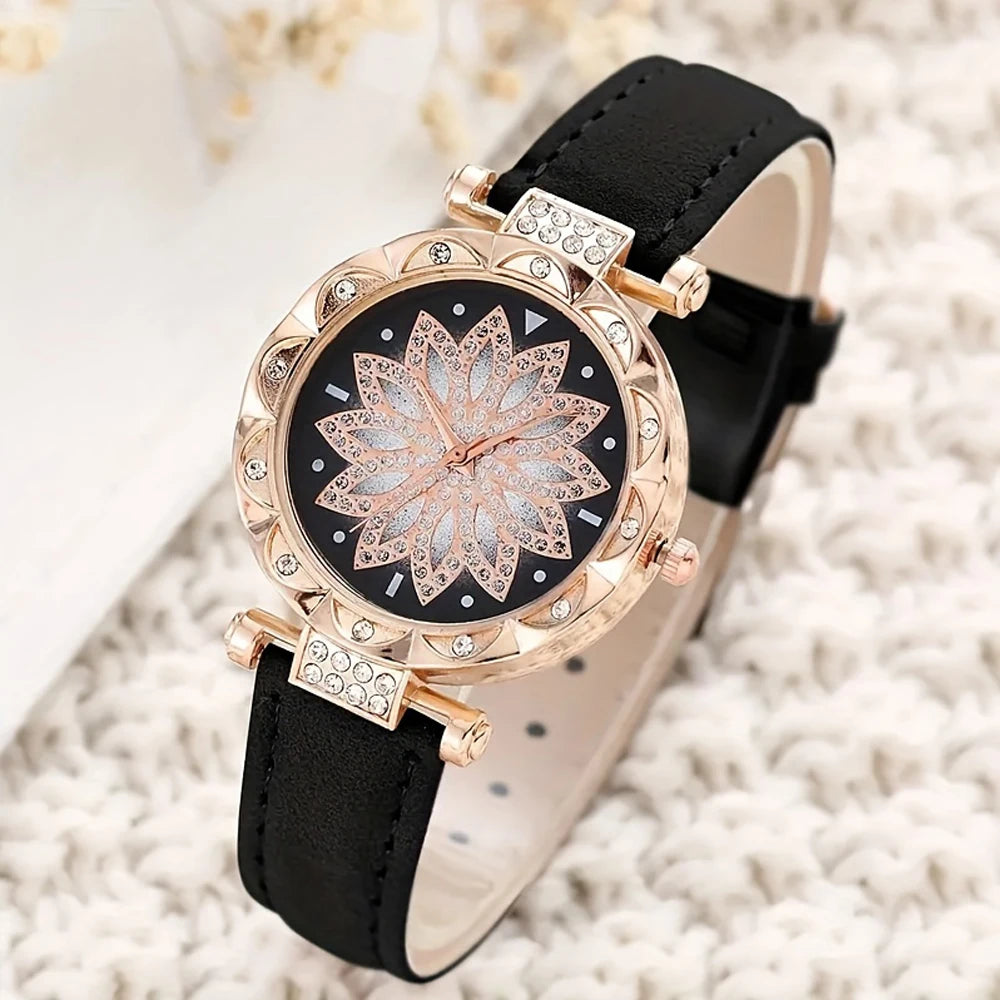 New 5pcs Set Watches Women Leather Band | Ladies Watch Simple Casual Women's Analog WristWatch | Bracelet Gift Montre Femme Relogio