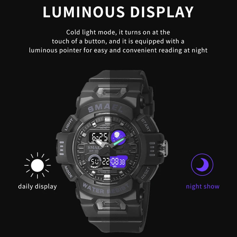 Sport Watches Digital Watch | LED 50m Waterproof Military Wristwatch | Male Clocks | Mens Watches | Stopwatches | Alarm Clock