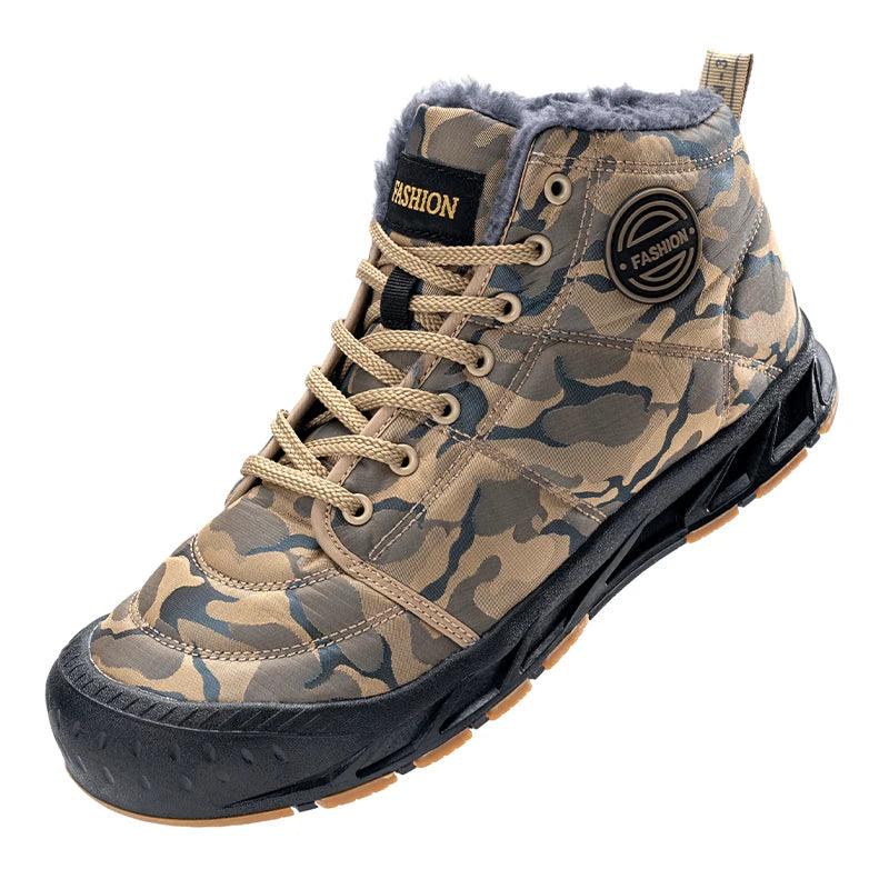 2024 New Winter Hiking Cotton Shoes | Fleece-Lined Camouflage Snow Boots | Men’s Thick-Soled Warm Outdoor Shoes