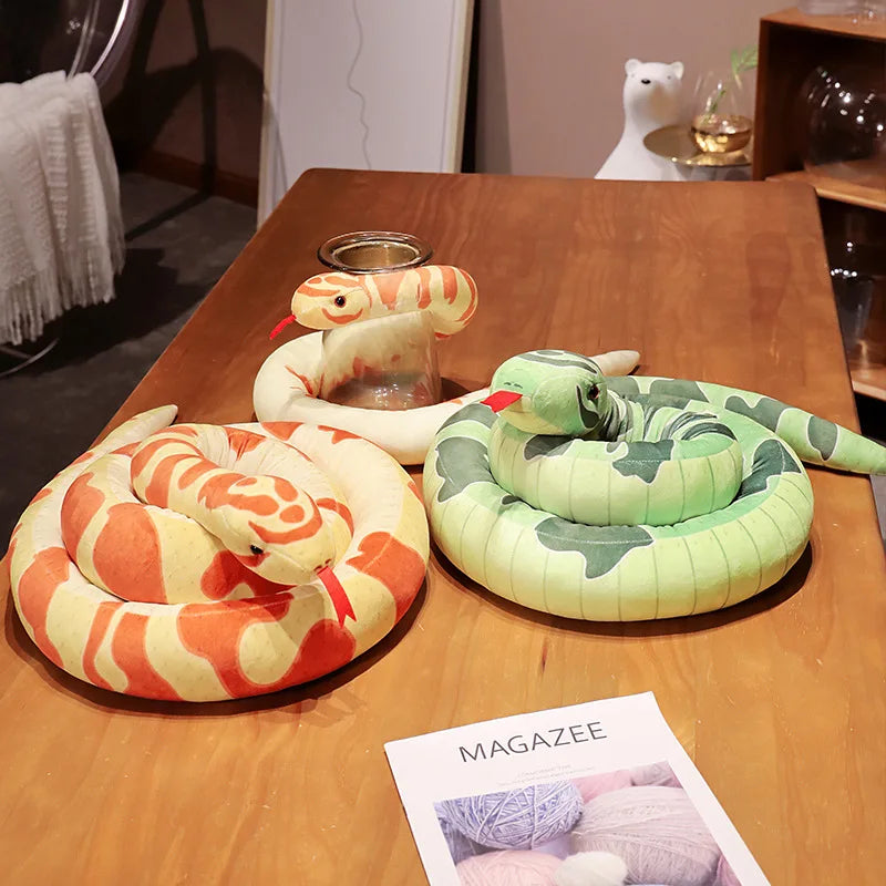 Simulation Cartoon Python Plush Toys | Long Pillow Stuffed Animal Realistic Snake | Giant Boa Halloween Decor | Fun Gifts for Kids and Boys